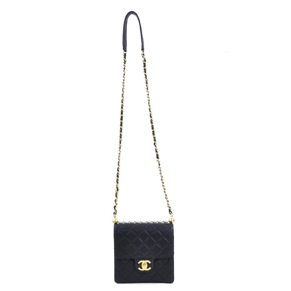 Auth CHANEL Matelasse Crossbody Shoulder Bag Black/Off White Leather - Picture 2 of 14